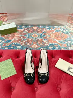G’s early autumn new style GUcci women’s shoes horsebit buckle open-heeled shallow-mouthed