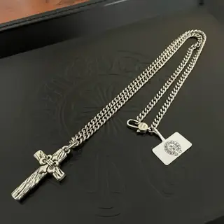 Chrome Hearts Classic Retro Sideways Necklace Cross Pendant
