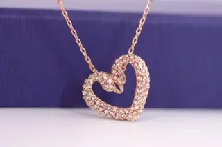 Swarovski Rose Gold Full Diamond Eternal Double Swan Clavicle Necklace