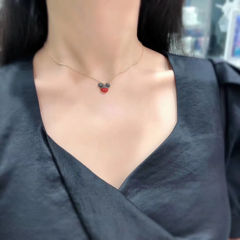 Swarovski Gold Mickey Mouse Clavicle Necklace This iconic Mickey Mouse shape