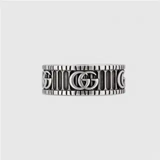 Gucci 3D Double G Engraved Stripe Pattern Ring