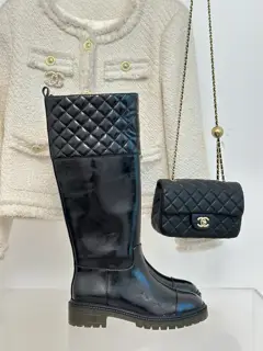 Chanel Paris catwalk diamond block heel boots series