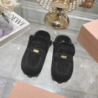 Miu Miu Miu wool Birkenstock Muller slippers