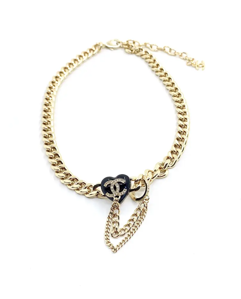 Chanel Black Heart Necklace