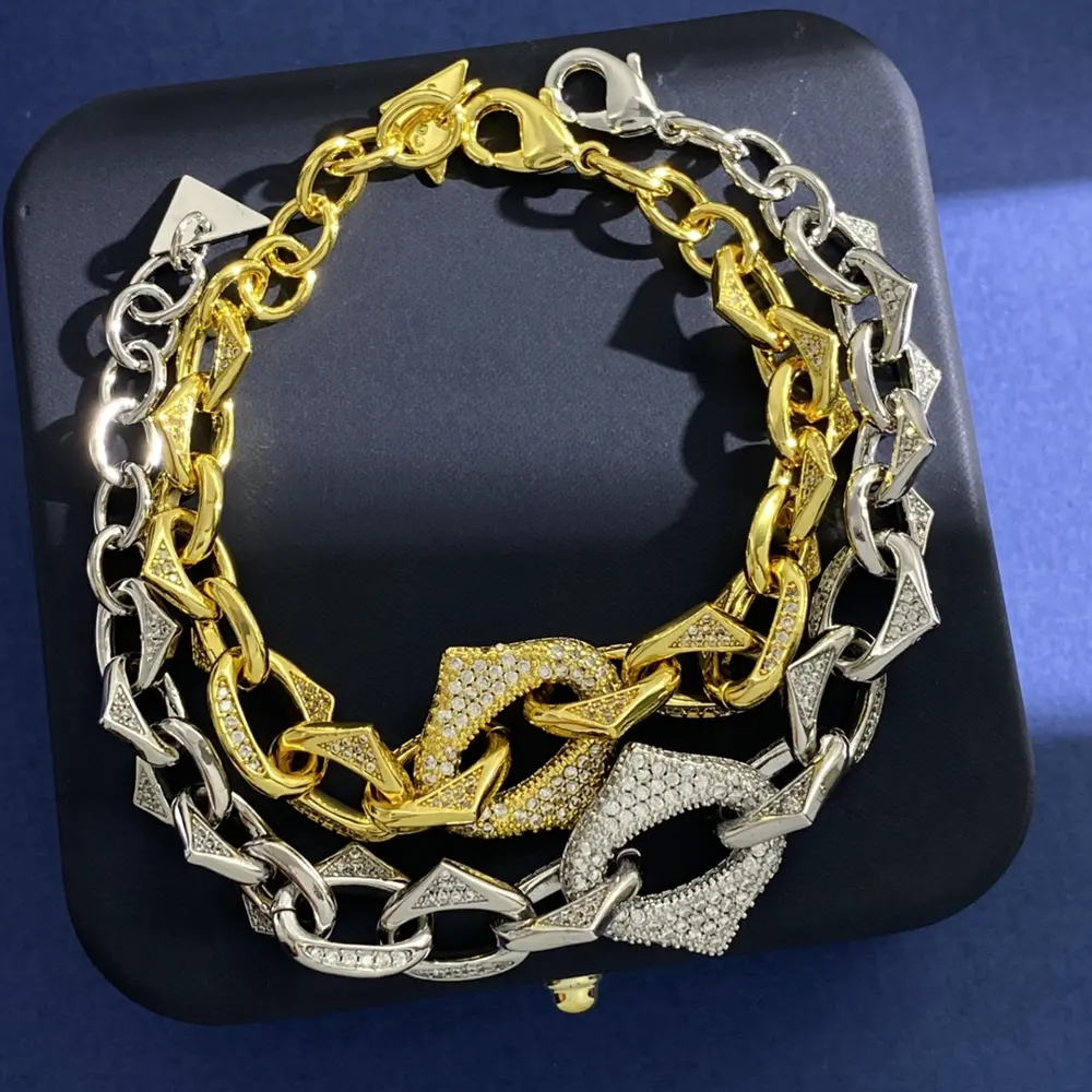 PRADA European and American style personality hip-hop fashion triangle diamond bracelet