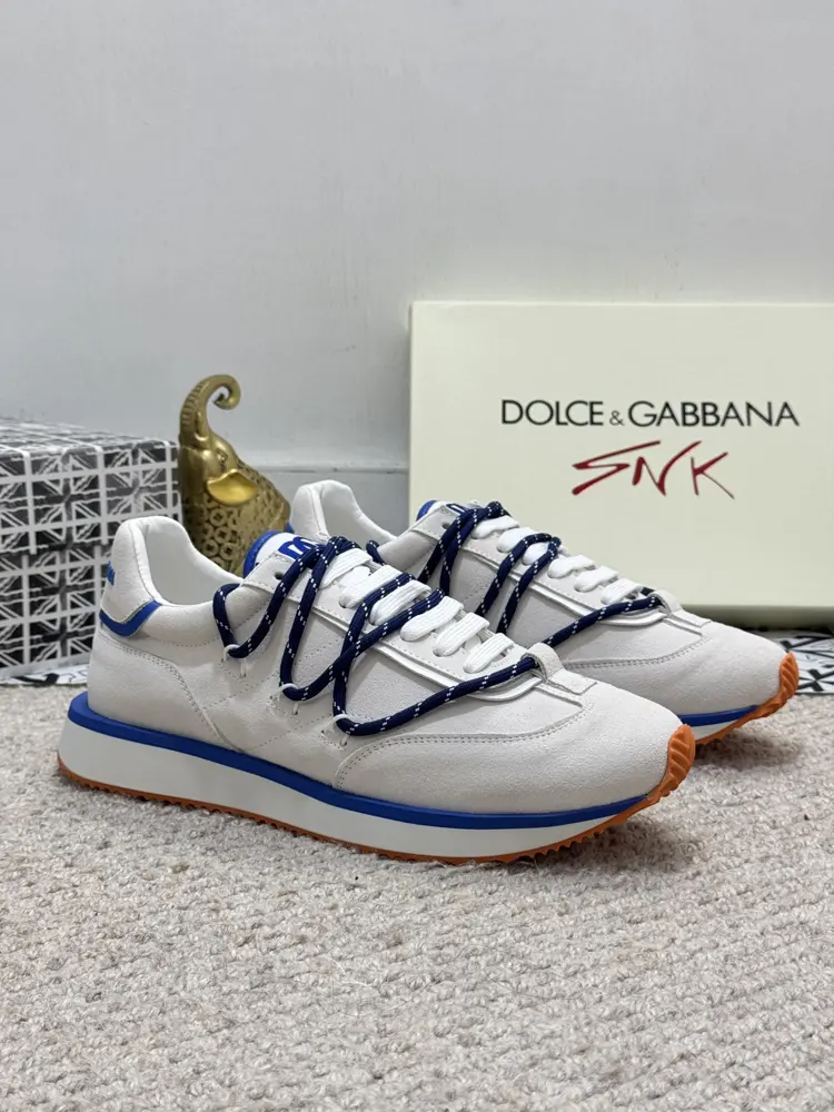 Dolce & Gabbana cowhide patchwork men’s casual sports shoes fashionable elastic sports