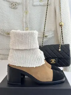 Chanel Double C Chunky Heel Sock Boots