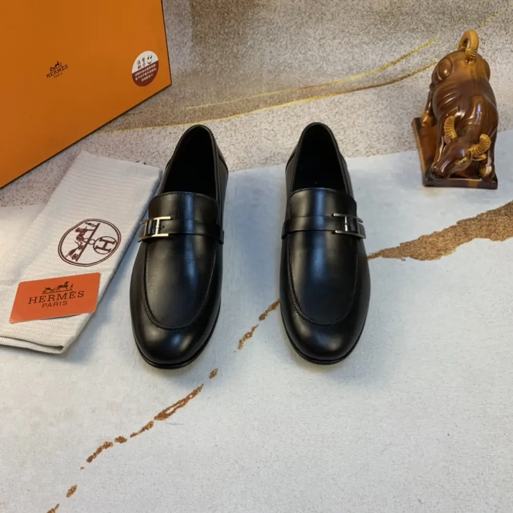 Hermès formal casual leather shoes slip-on style for men