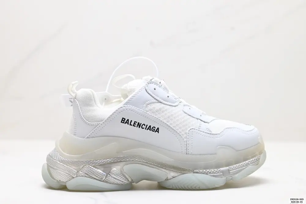 Balenciaga Triple S Clear Sole polyester fabric leather shock-absorbing non-slip Shoes 544351