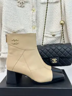 Chanel Double C colorblocked short boots