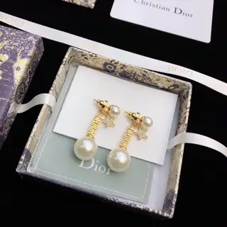 DIOR letter earrings The same brass material as the counter