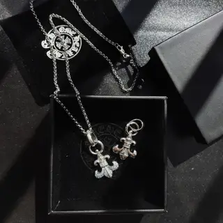Chrome Hearts Croix Heart Diamond Anchor Necklace