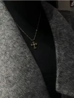 Chrome Hearts All Black Flame Cross Diamond Bamboo Necklace
