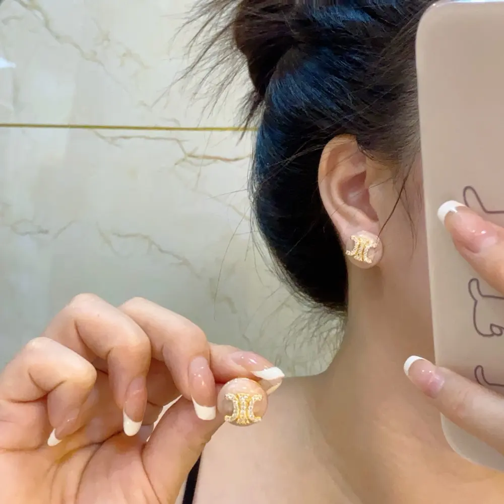 celine Arc de Triomphe diamond pale pink earrings