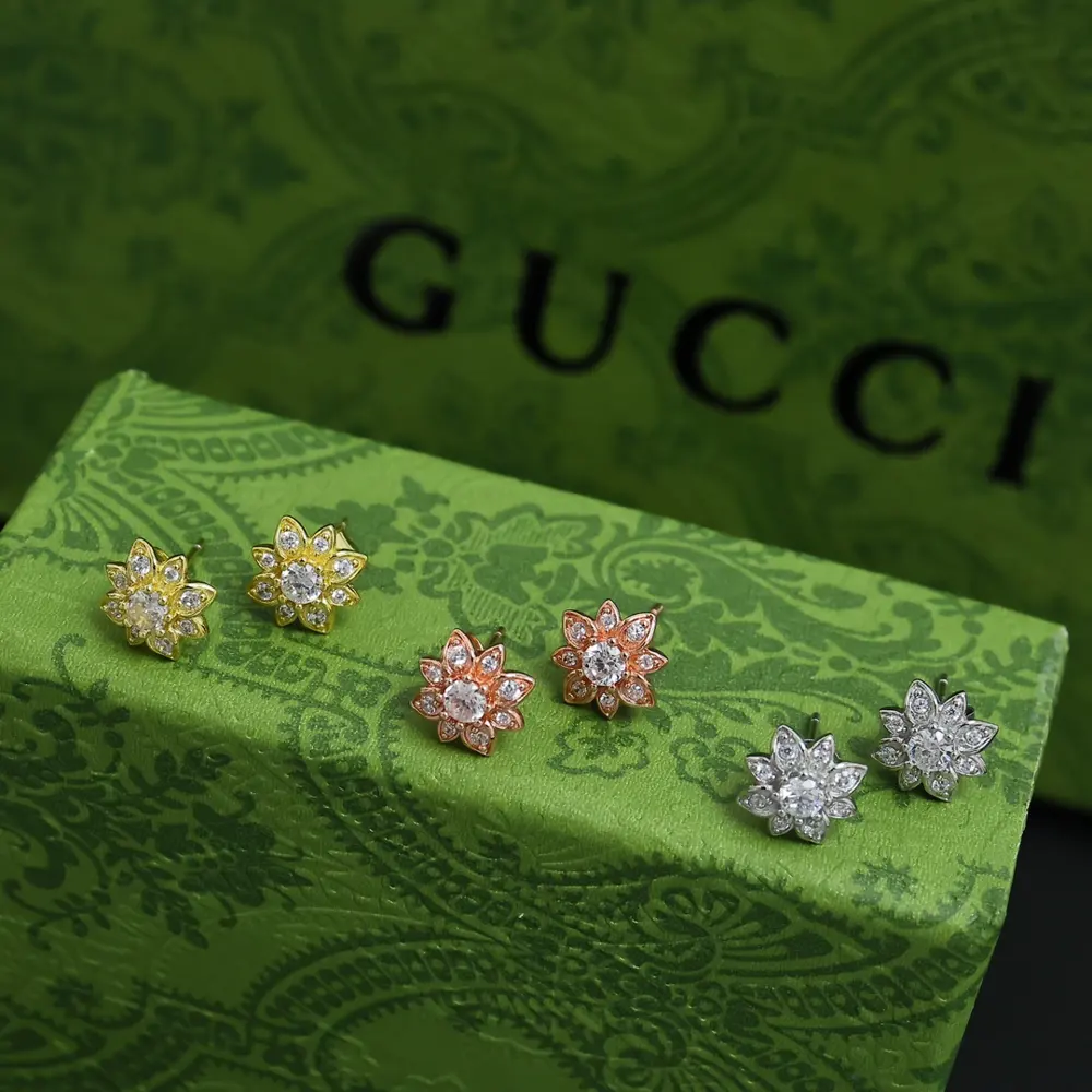 Gucci Flora series 18K gold diamond earrings for women
