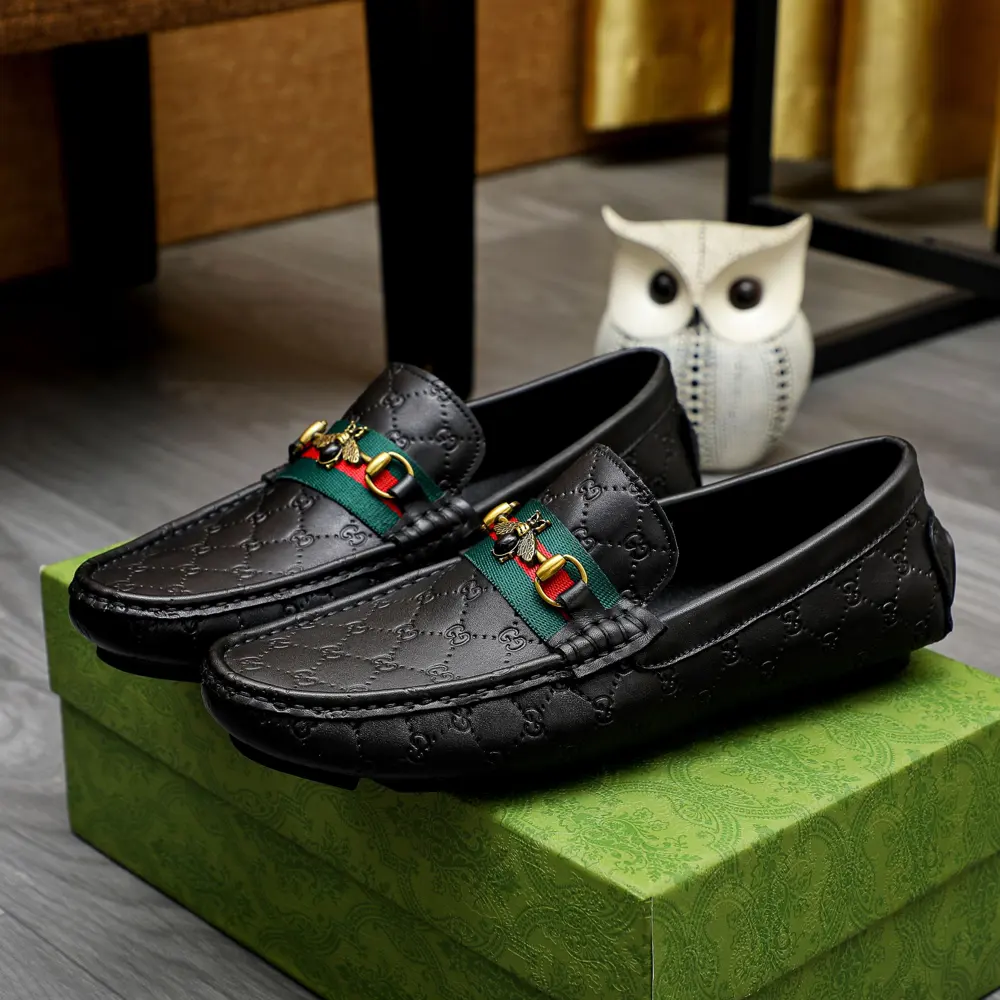 Gucci men’s fashion casual slip-on shoes Official original 1:1 mold The first layer