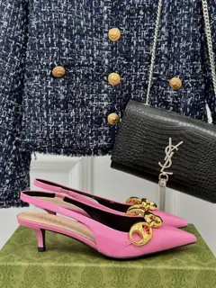 Gucci metal chain slingback sandals