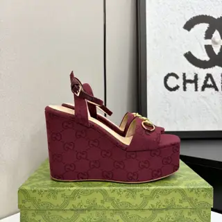 Gucci classic double G wedge heel thick-soled slippers