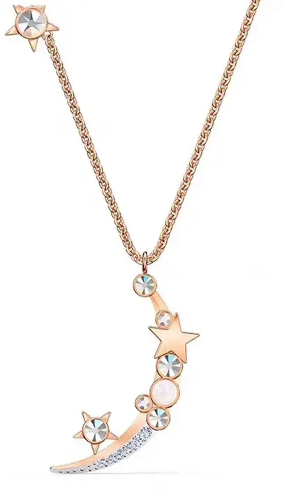 Swarovski New Moon and Stars Love Star Moon Clavicle Necklace