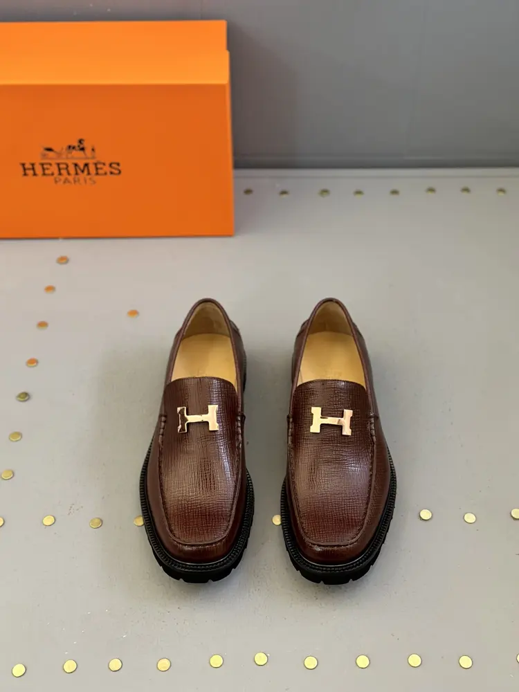 Hermès men’s business casual leather shoes