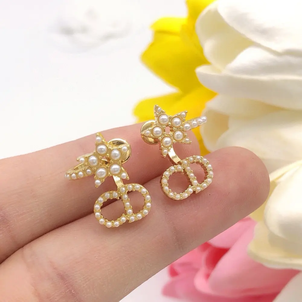 new Dior CD rice bead earrings