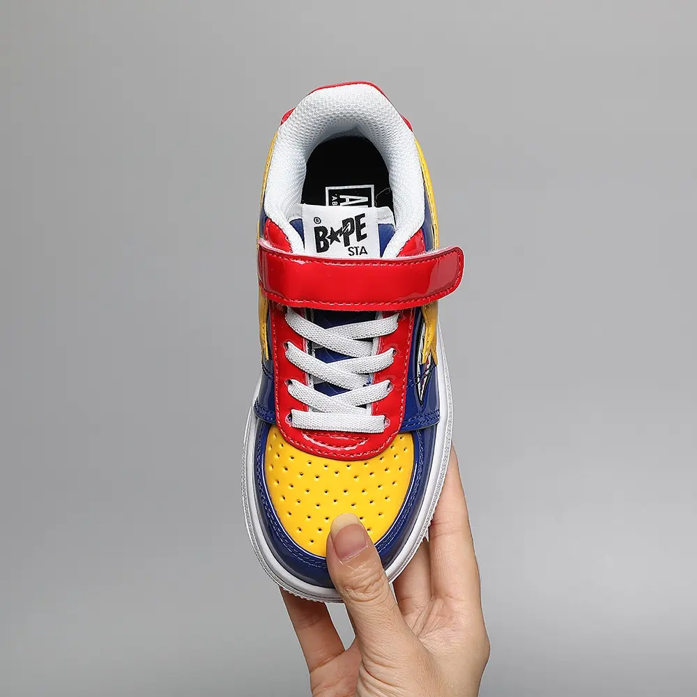 BAPE shark letter shiny Velcro children’s sports shoes