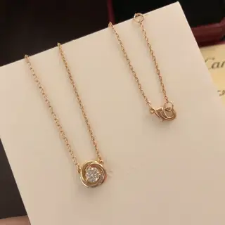 Latest Cartier three-ring necklace 18k gold electroplating process Counter version