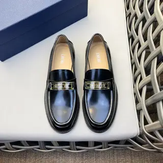 Dior formal leather loafers | Crafted from smooth black cowhide | Dior Oblique logo on the