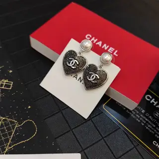 Chanel Phantom Color Gold Crystal Letter Earrings