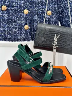 Hermès classic single-strap thick-heeled sandals