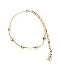Chanel light gold cc necklace