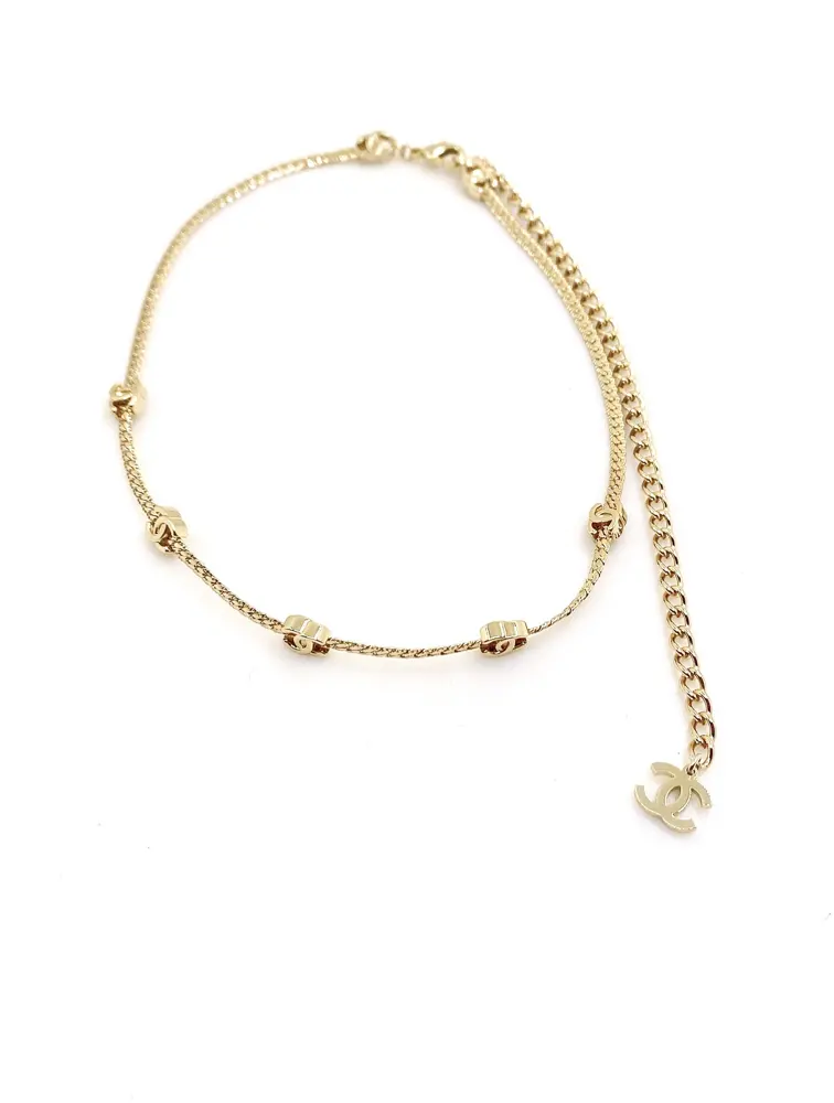 Chanel light gold cc necklace