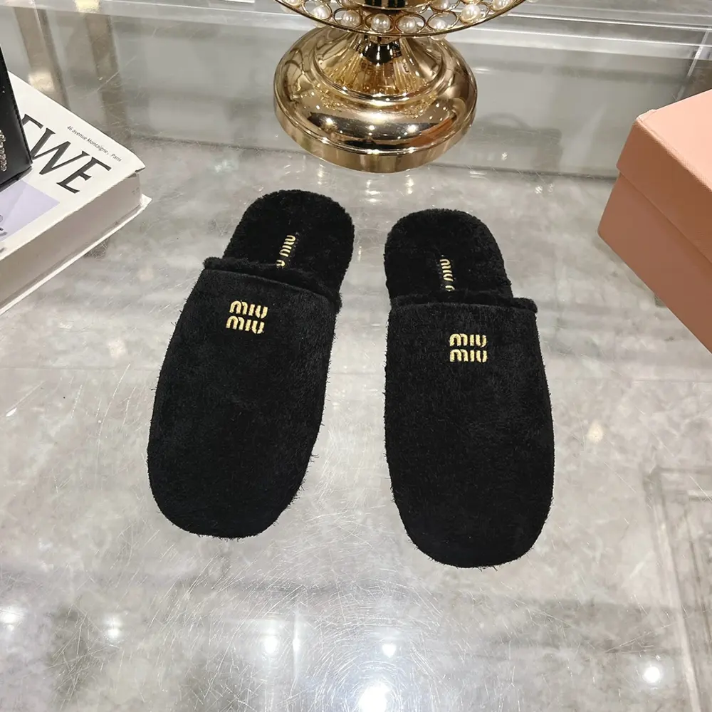 Miu Miu Miu 2024 new wool slippers Sweet and fresh