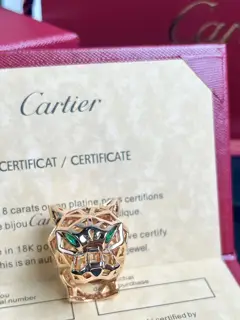 Cartier hollow leopard head ring size 8910