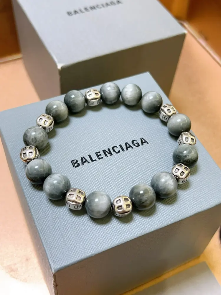 Balenciaga natural moonstone Balenciaga bracelet Tiger eye stone Thai silver style