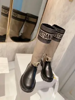Dior colorblocked autumn and winter new style boots high-top