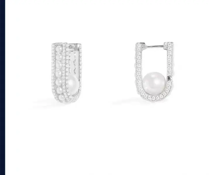 Apm monaco pavé hoop pearl earrings for women