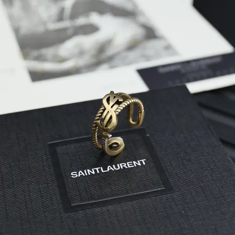 Yves Saint Laurent vintage distressed letter ring