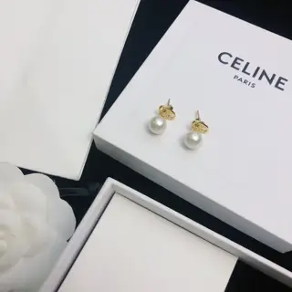 Celine gold Arc de Triomphe round earrings