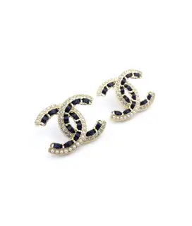 Chanel leather double earrings