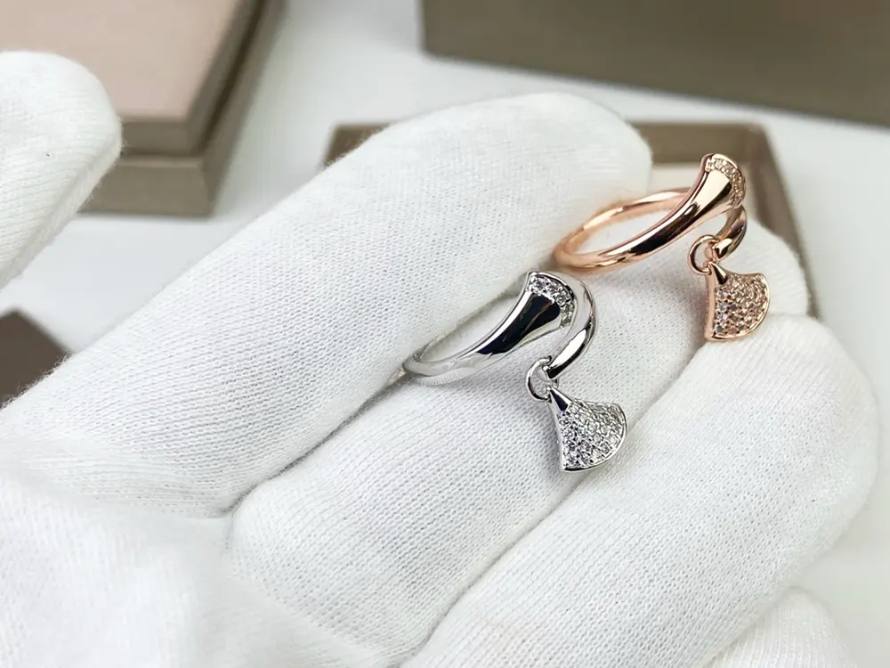 Bvlgari full diamond skirt ring diva skirt series fan-shaped micro-inlaid ring high-end
