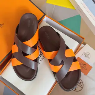Hermès Kazimir series cross webbing waterproof platform sandals retro second uncle shoes H
