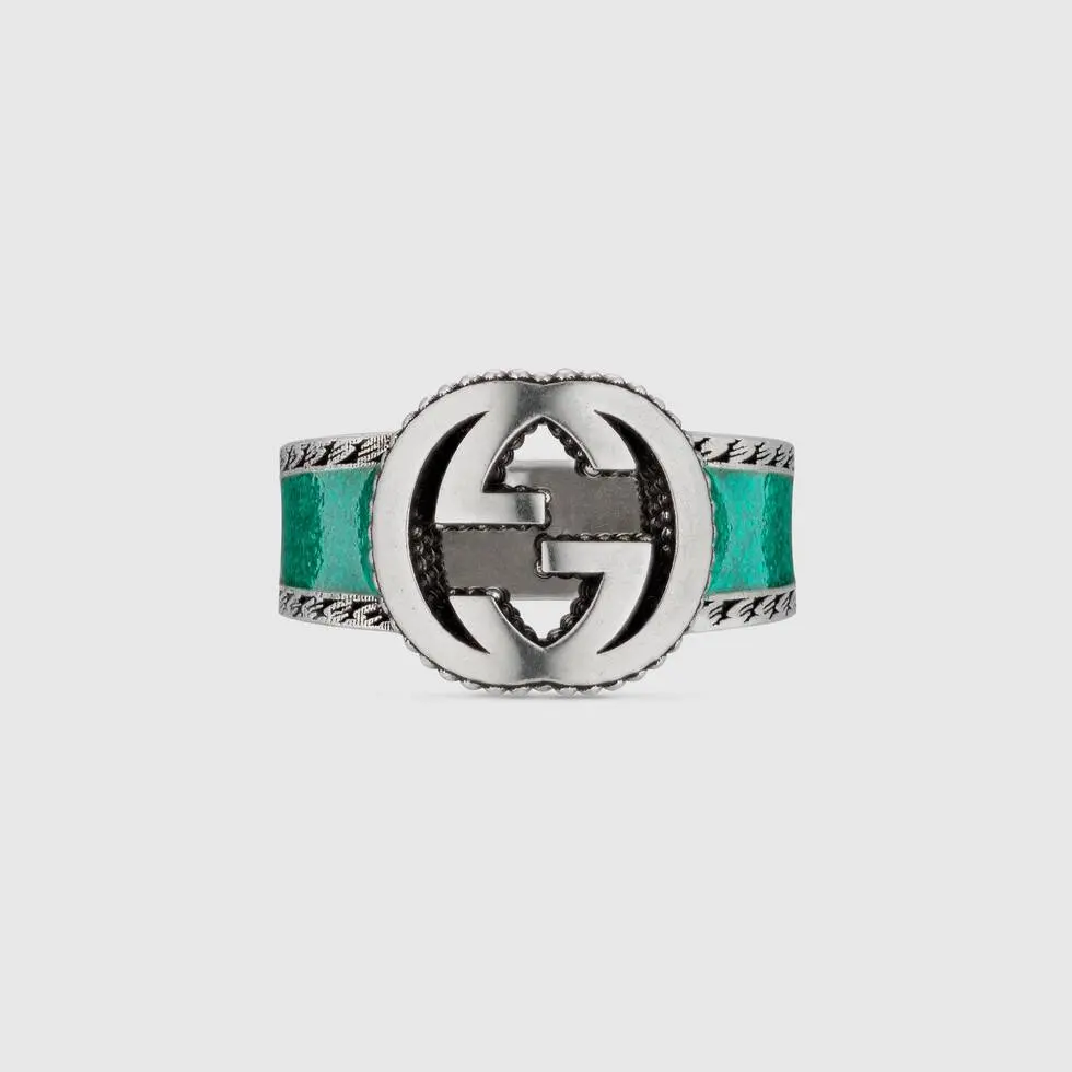 Gucci Interlocking Double G Green Ring Epilogue series brings the highly recognizable brand