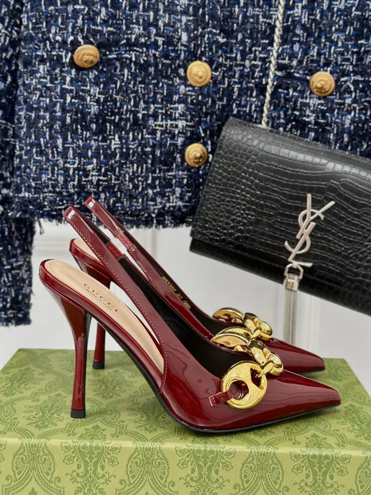 Gucci metal chain slingback sandals