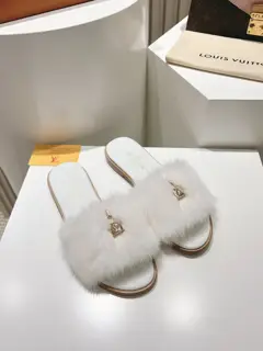Louis Vuitton full leather flat open toe sandals