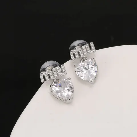 miumiu Miu new Swarovski crystal full diamond heart peach earrings