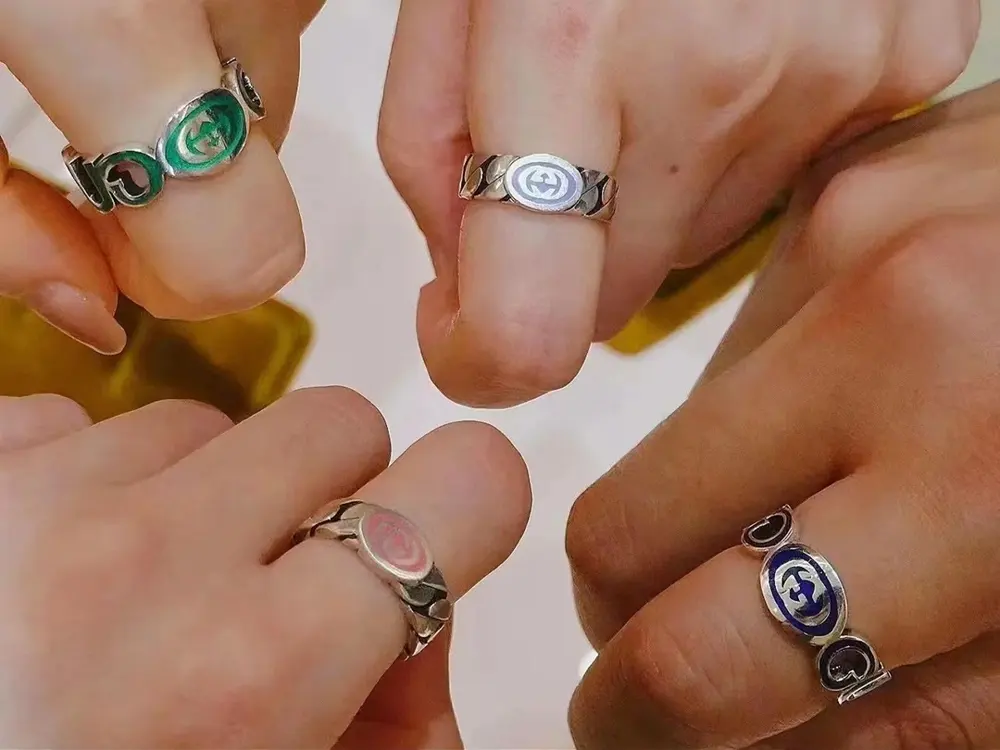 Gucci Interlocking Double G Enamel Ring