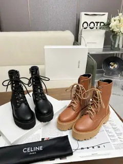 Celine 2024 Arc de Triomphe Martin lace-up thick-soled flat-soled thick-heeled boots