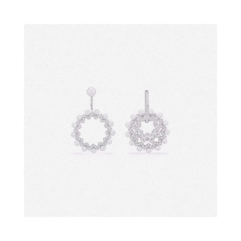 Apm monaco new asymmetrical sun-decorated pearl earrings