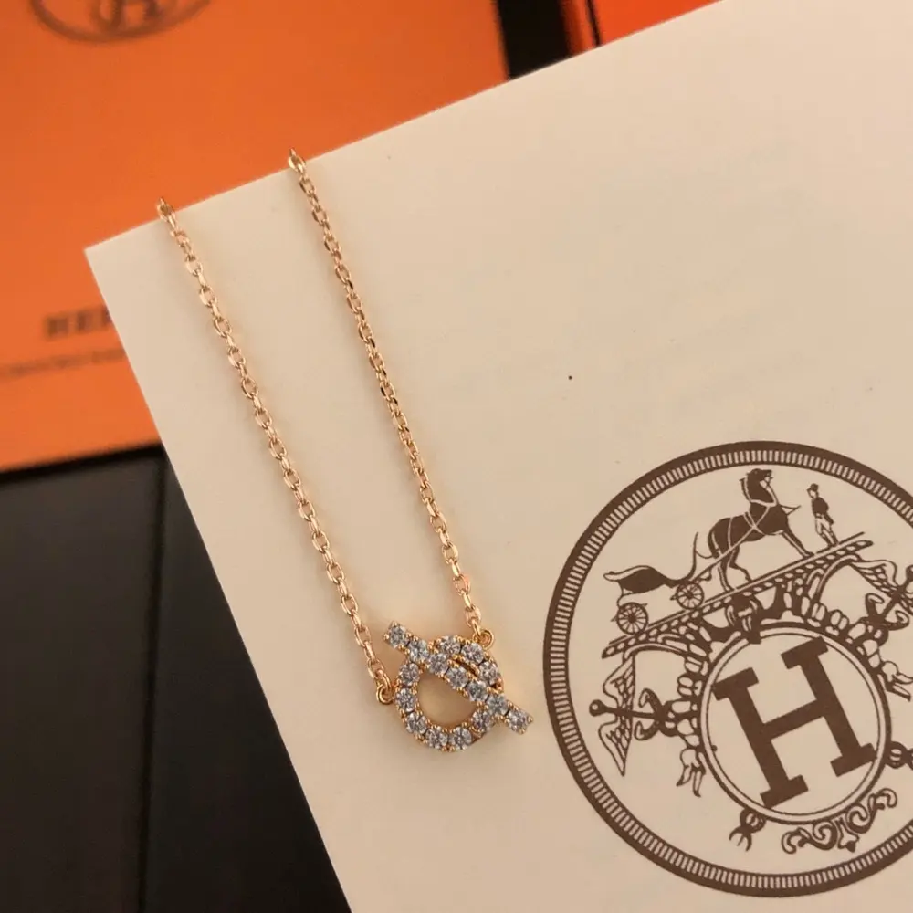 Hermès Finesse series pig nose full diamond necklace